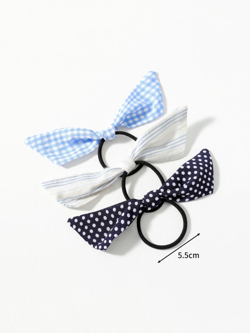 YMING Cute  Fabric Three-piece hair tie with polka dot plaid striped bow Hair Barrette/Multi-Color Optional 2