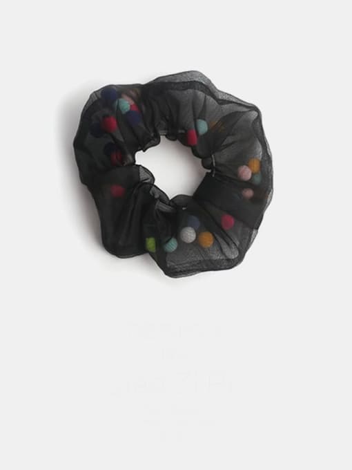 Black colored ball Minimalist Yarn Hair Barrette Large Intestine Circle
