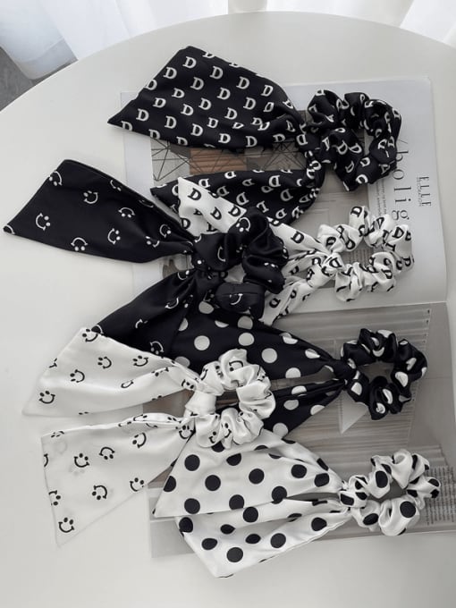 COCOS Trend Rayon Black and white polka dot smiley print Hair Barrette/Multi-Color Optional 1