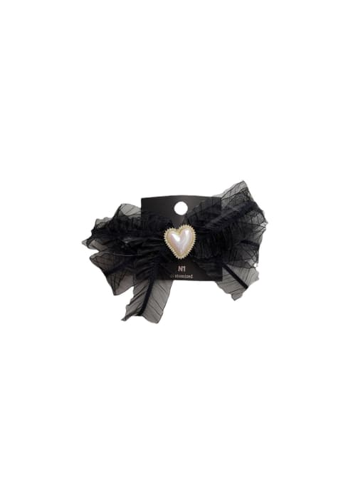 COCOS Yarn Vintage Heart Rhinestone bow tie Hair Barrette 0