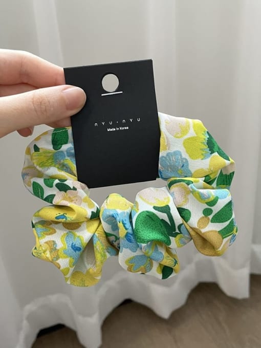 green Fabric Vintage Flower floral bow Hair Barrette