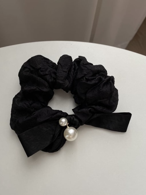 Black (black bow) Fabric Vintage pearl bow Hair Barrette