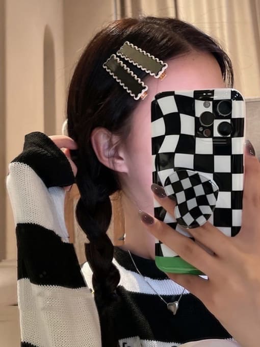 COCOS Vintage Acrylic black and white checkerboard Hair Barrette/Multi-Color Optional 3