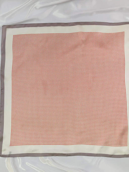 Pink Women Spring Polyester Plaid 70*70cm Square Scarf