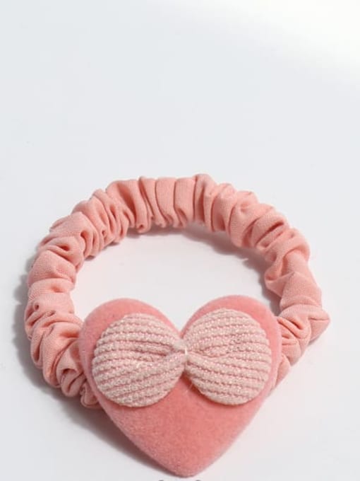 Pink Love Bow Velvet Cute Heart Hair Rope