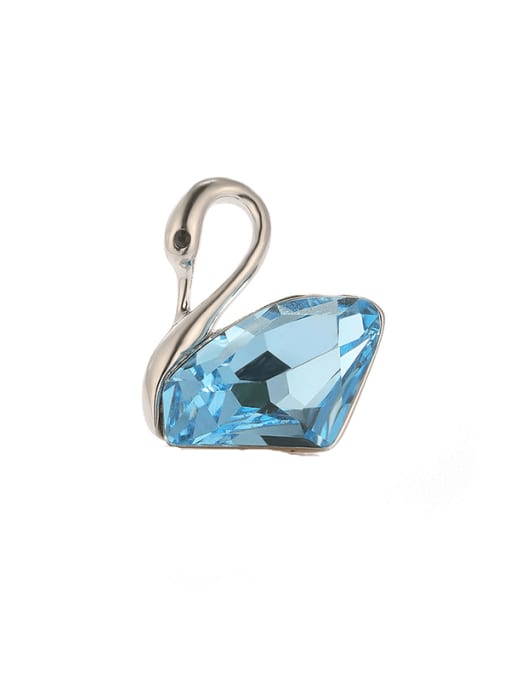 TX008 3 65 platinum blue Alloy Crystal Swan Cute Brooch