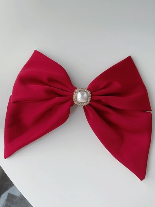 Wine red Trend satin pearl bow Hair Barrette/Multi-Color Optional