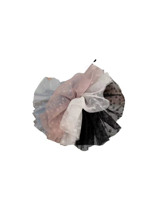 Black Large Yarn Vintage Mesh Polka Dot Lace Bow Hair Barrette/Multi-Color Optional