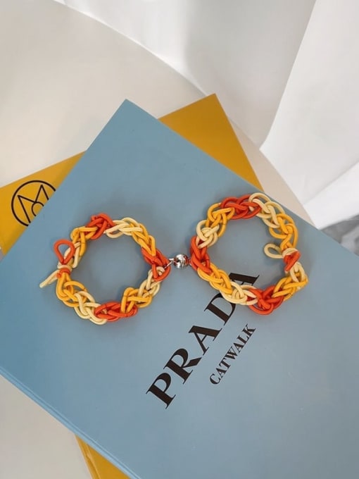 Orange pair Cute Elastic rope Weave dual bracelet/ Hair Rope /Multi-Color Optional