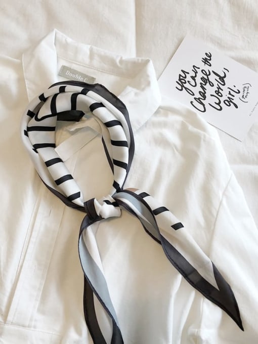 White stripe fashion Polyester geometric Rectangle Scarf For Monther day