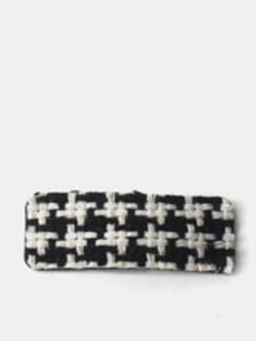 Black plaid rectangular hairpin Polyester Classic Geometric Alloy Hair Barrette
