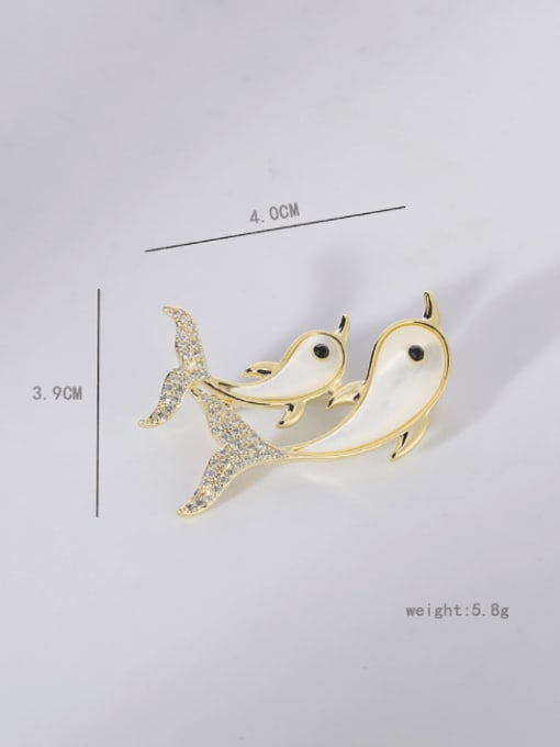 XIXI Brass Shell Dolphin Trend Brooch 2