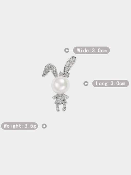XIXI Brass Rhinestone Cute Cartoon Rabbit Rabbit Brooch 3