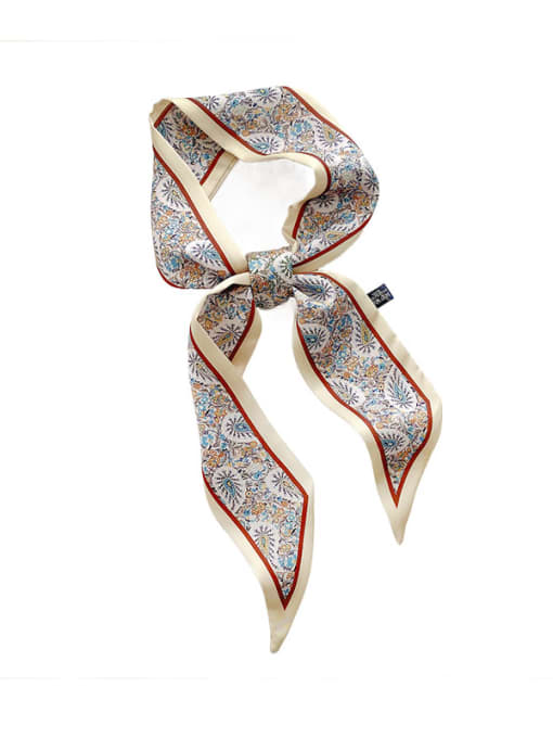 Silk Story Satin light and fresh small love double-layer narrow 95*6cm retro long silk scarf 0