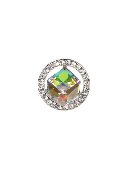 X2207 2 43 platinum Alloy Crystal Round Minimalist Brooch