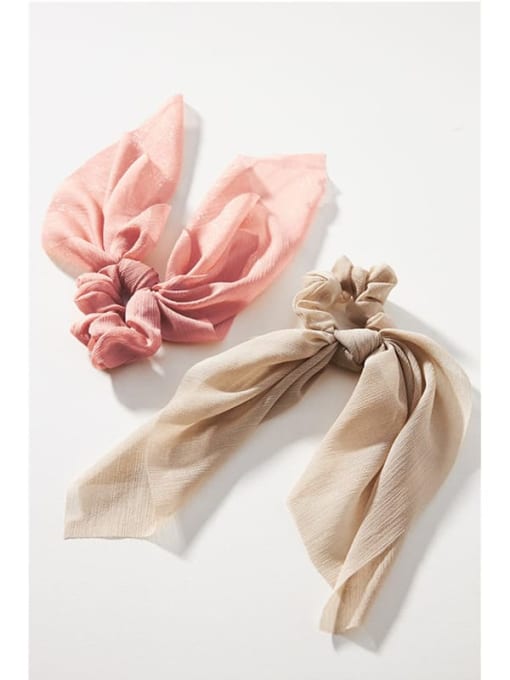 YMING Minimalist Yarn Gold silk tulle ribbon square scarf Hair Barrette/Multi-Color Optional 3
