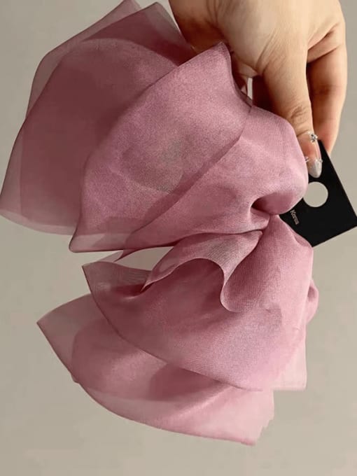 Pink Yarn Vintage Oversized tulle bow Hair Barrette/Multi-color optional