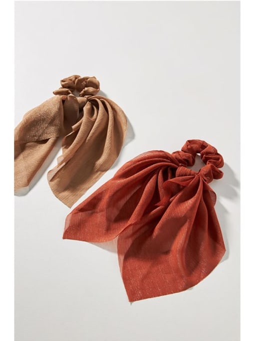 YMING Minimalist Yarn Gold silk tulle ribbon square scarf Hair Barrette/Multi-Color Optional 2
