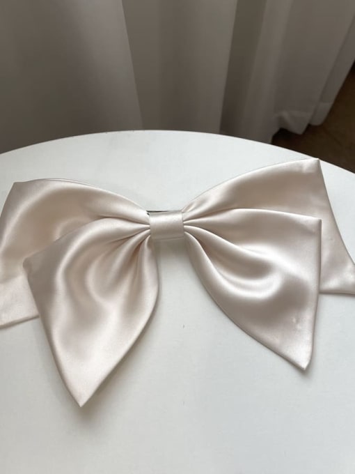 Pearl White Satin Cute Silky Textured Large Bow Hair Barrette