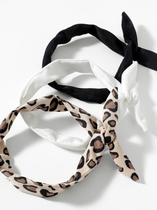 R429 1 Vintage Fabric Leopard print black and white solid color headband Hair Barrette/Multi-Color Optional