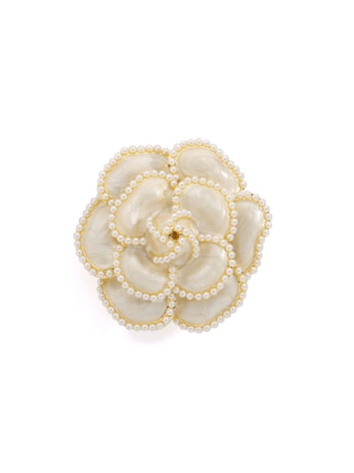 X2035 2 91 24K gold white Alloy Imitation Pearl Enamel Flower Trend Brooch