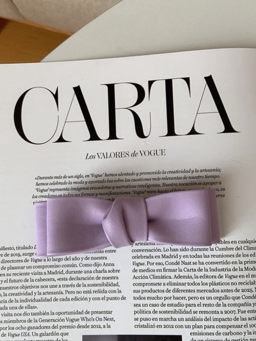Taro purple Trend Artificial Leather double bow Hair Barrette/Multi-Color Optional