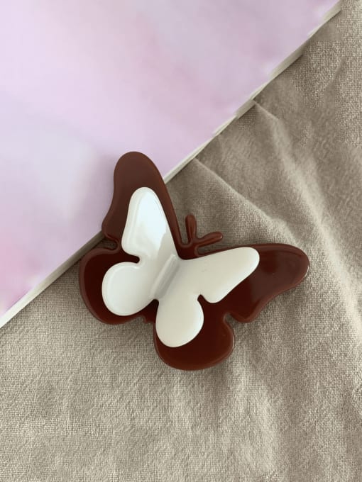 3 Coffee Colors Cellulose Acetate Trend Butterfly Alloy Hair Barrette