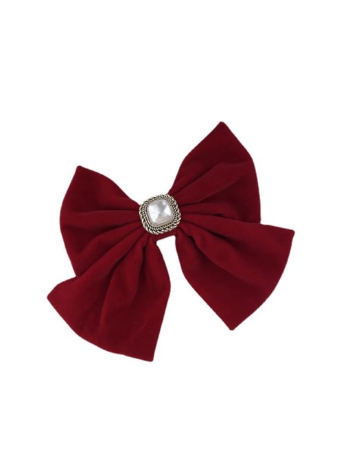 COCOS Exquisite  velvet Bow Pearl Hair Clip/New Year Red 0