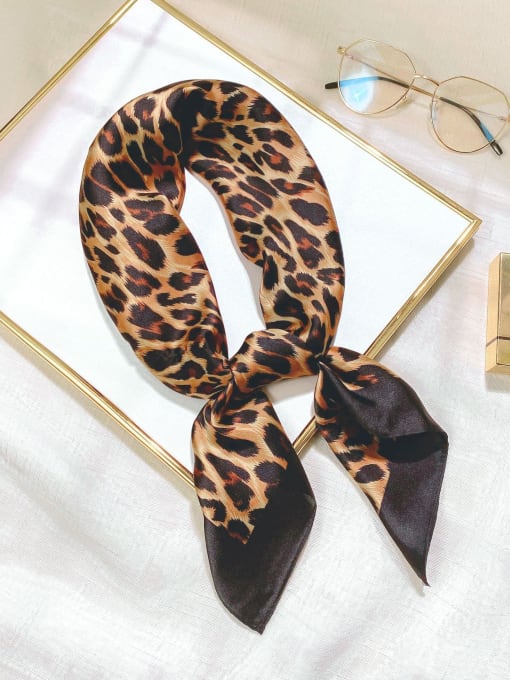 Panther pattern 04 Women Spring Polyester Leopard Print 70*70cm Square Scarf
