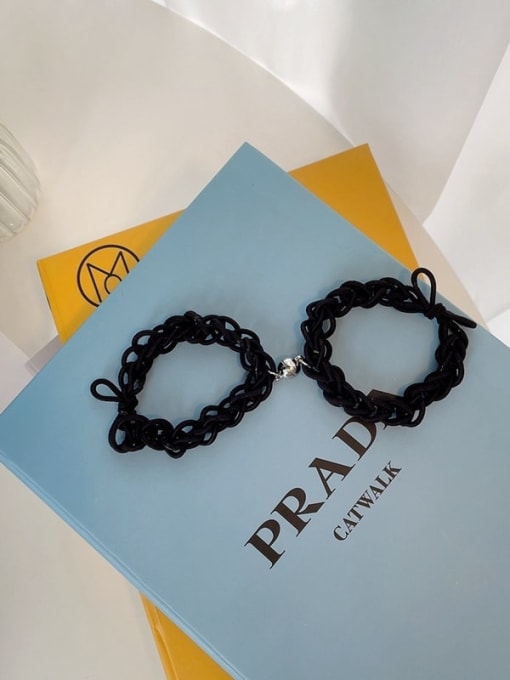 Black pair Cute Elastic rope Weave dual bracelet/ Hair Rope /Multi-Color Optional