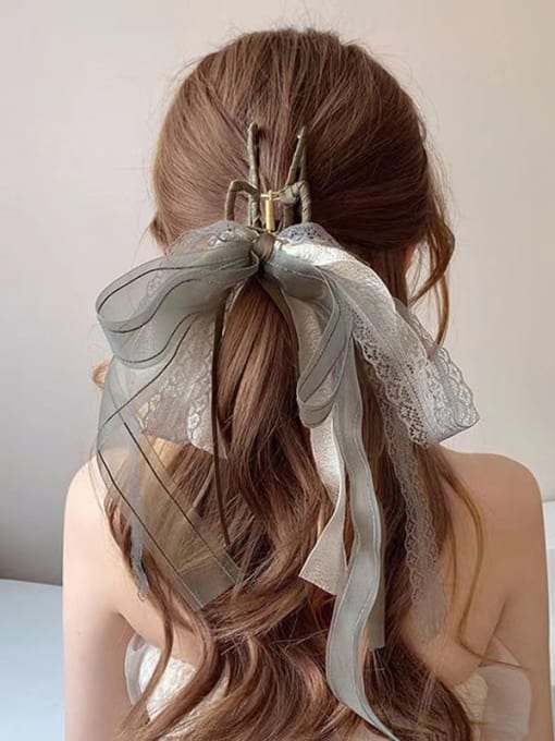 Grab clip Yarn Vintage French Elegant Mesh Lace Streamer Hair Headband