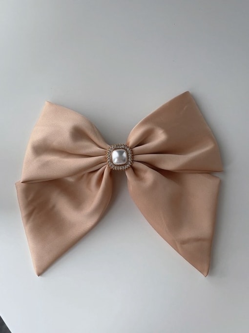 Champagne gold Trend satin pearl bow Hair Barrette/Multi-Color Optional