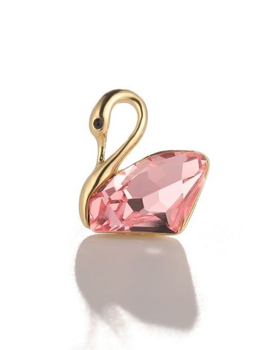 TX008 1 65 18K gold  Pink Alloy Crystal Swan Cute Brooch