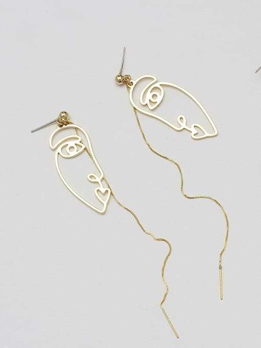 HYACINTH Copper Alloy Gold Geometric Minimalist Threader Trend Korean Fashion Earring 1