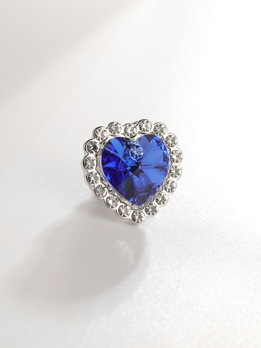 Tx009 4 80 platinum Blue Alloy Rhinestone Heart Trend Brooch