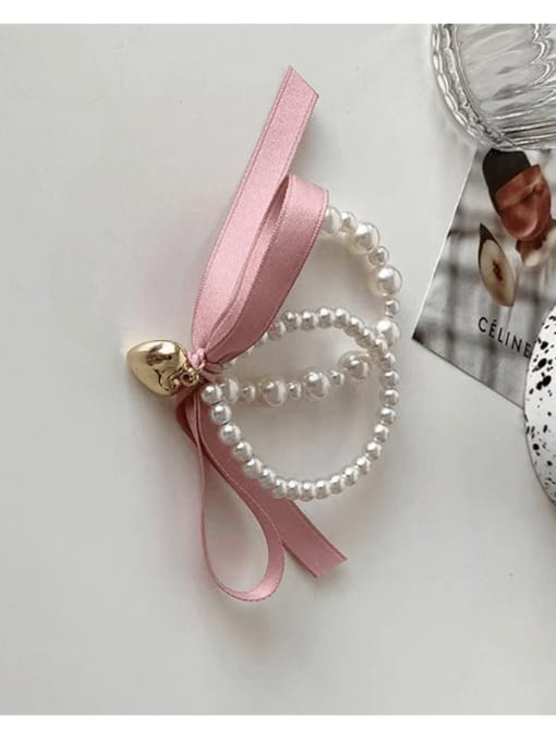 Pink Cute Elastic rope Pearl  Hair Barrette/Multi-Color Optional