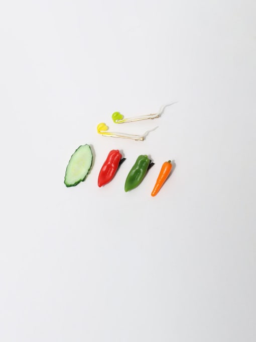 JoChic Cute Friut Simulation vegetable hairpin green pepper bean sprouts cucumber slices Hair Barrette 0