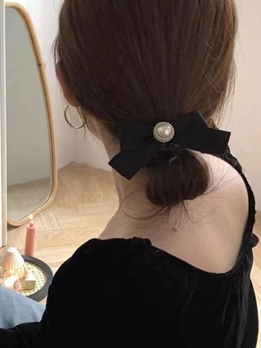 COCOS Vintage Cotton Imitation pearls bow Hair Rope 1