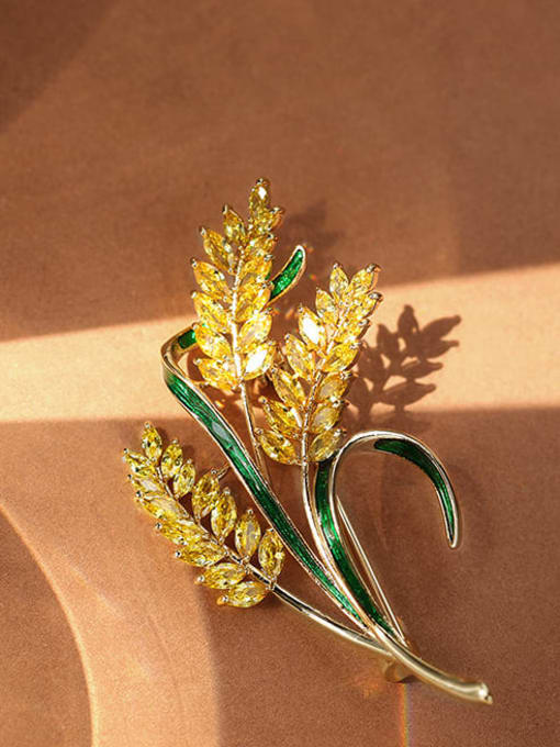 XIXI Brass Cubic Zirconia Enamel Wheatear Luxury Brooch 2