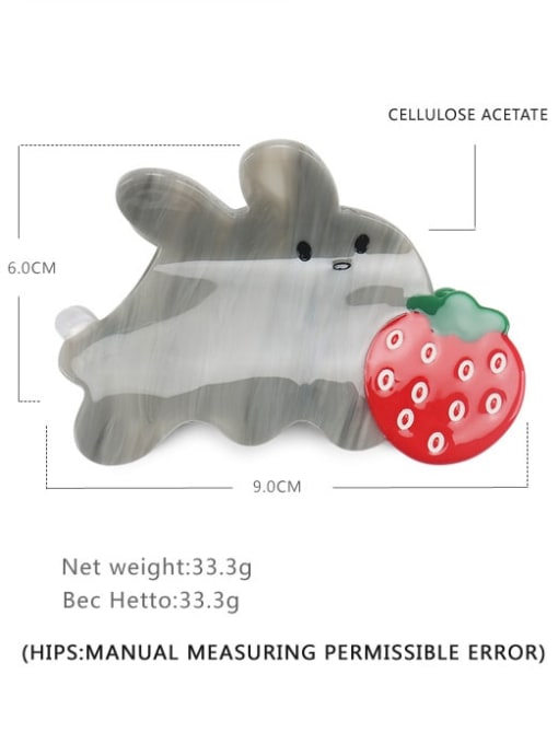 grey Cellulose Acetate Cute Rabbit Alloy Jaw Hair Claw