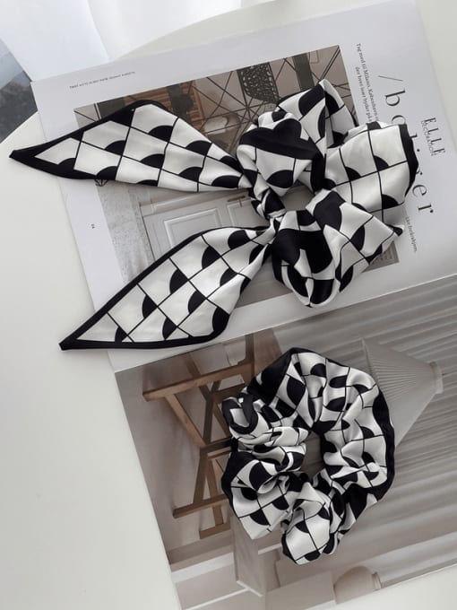 COCOS Vintage satin Black and white geometric pattern streamers Hair Barrette/Multi-Color Optional 3