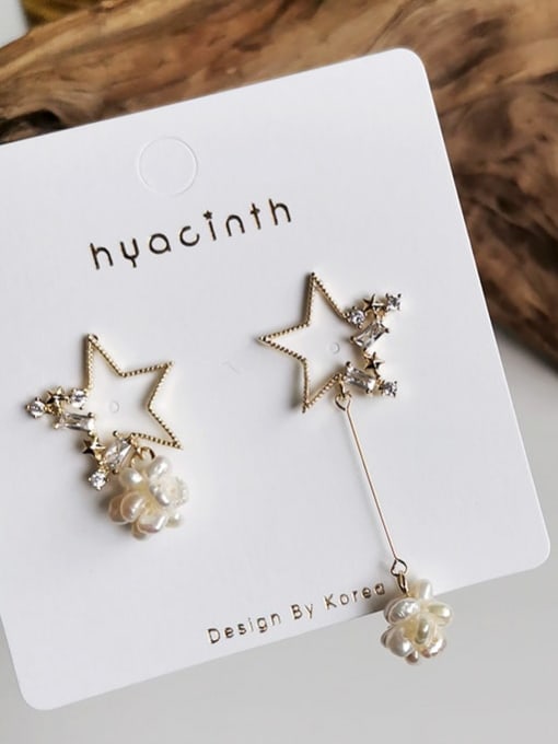HYACINTH Copper Alloy Freshwater Pearl Gold Star Trend Trend Korean Fashion Earring 3