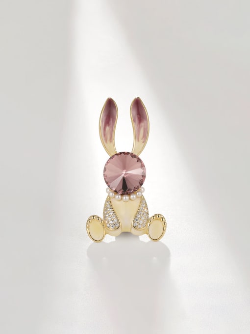 XIXI Brass Austrian Crystal Rabbit Cute Brooch 0