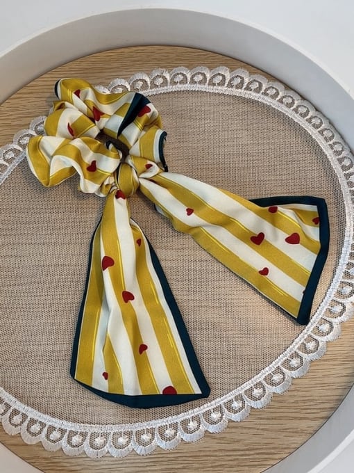 Yellow stripe Trend Rayon Various printing combination streamers Hair Barrette/Multi-Color Optional