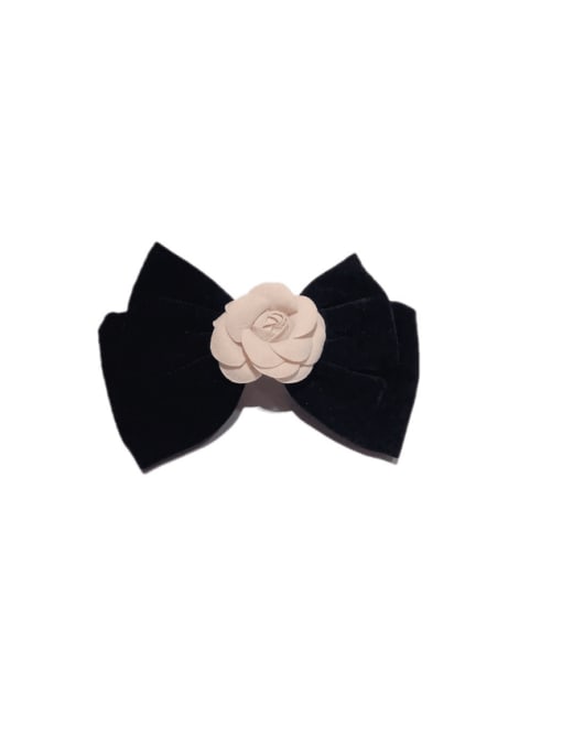 275 black Velvet Minimalist Bowknot Alloy Hair Barrette