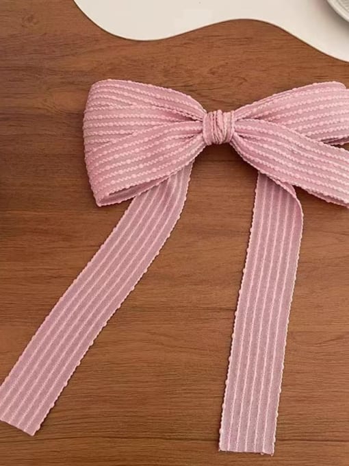 Pink Fabric Cute Japanese simple sweet net red long streamer big bow Hair Barrette