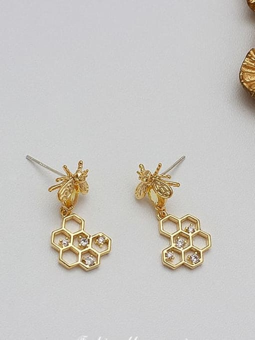 14K real gold Copper Alloy Zircon Gold Heart Trend Trend Korean Fashion Earring
