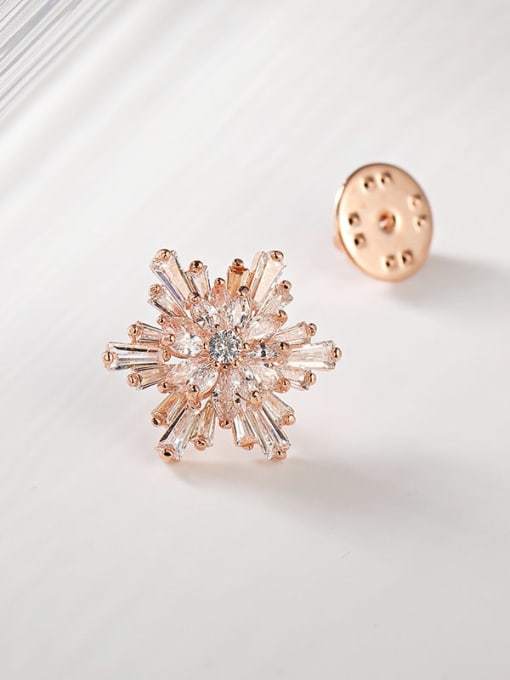 6802 2 50 rose gold Brass Cubic Zirconia Snowflake Trend Brooch
