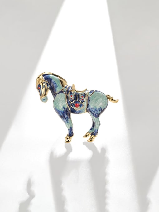 XIXI Alloy Cubic Zirconia Enamel Horse Vintage Brooch 0