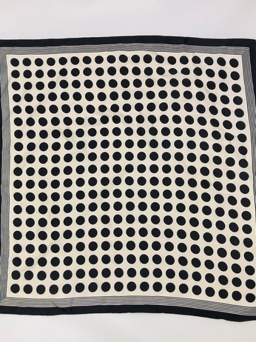 White black spot Women Spring Polyester Polka Dot 70*70cm Square Scarf
